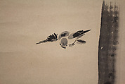 Sparrow and Bamboo, Attributed to Kano Tan&#39;yū (Japanese, 1602–1674), Hanging scroll; ink on paper, Japan