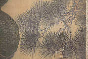 Peacocks, Pine Tree, and Peonies, Style of Lü Ji 呂紀 (Chinese, active late 15th century), Hanging scroll; ink and color on silk, Japan