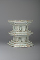 Pedestal, Porcelain with relief decoration under bluish white glaze (Qingbai-shufu transitional type ware), China