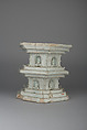 Pedestal, Porcelain with relief decoration under bluish white glaze (Qingbai-shufu transitional type ware), China