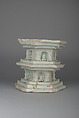 Pedestal, Porcelain with relief decoration under bluish white glaze (Qingbai-shufu transitional type ware), China