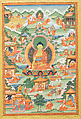Thangka with Buddha Seated on Lotus Pedestal, Distemper on cloth, Tibet