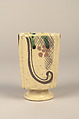 One from set of five squared food vessels (mukōzuke) for tea-gathering meal, Stoneware with iron-oxide and copper green overglaze decoration (Mino ware, Yashichida Oribe type), Japan