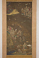 Descent and Return of Amida to Western Paradise with a Believer's Soul (Gōshō mandara), Hanging scroll; ink and color on silk, Japan