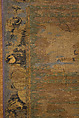 Amida Triad in the Form of Sacred Sanskrit Syllables, Hanging scroll; silk embroidery, gold-wrapped thread, and human hair, Japan