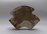 Dish in the Shape of a Double Fan with Arched Handle, Stoneware with underglaze iron brown and copper-green glaze (Mino ware, Oribe type), Japan