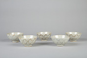 Set of Five Everyday Vessels (Kurawanka Bowls), Porcelain with cobalt blue under transparent glaze (Hizen ware, Hasami type), Japan