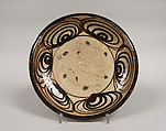 Plate, Pottery; design painted in iron glaze over white slip (Seto ware), Japan