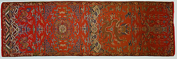 Chair strip with dragon and auspicious symbols, Silk, metallic thread, China