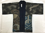 Fireman’s Jacket (Hikeshi-Banten) with Susanoo-no-mikoto Deity Scene, Quilted cotton with tube-drawn paste-resist dyeing (tsutsugaki) with hand-painted details, Japanese
