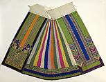 Skirt, Silk applique, metal thread embroidery on silk satin, silk damask plain weave, China
