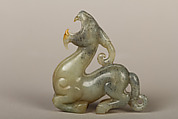 Fantastic animal with horn, Jade (nephrite), China