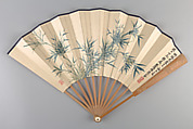 Bamboo, Chen Handi (Chinese, 1874–1929), Folding fan; ink and color on alum paper, China
