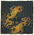 Part of a dragon robe length, Satin damask brocaded with silk and metal thread, China