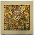 Badge with Five-Clawed Dragon Surrounded by Plum Blossoms, Silk and metallic-thread embroidery on plain-weave silk, China