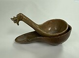 Ladle and Stand, Earthenware with brown glaze, China
