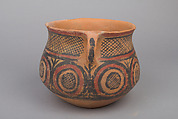 Jar with Spiral Decoration and Cross Hatching, Earthenware with pigment, China