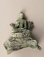 Fragment of a Seated Buddha on a Throne, Bronze, Indonesia (Kalimantan)