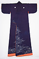 Robe (Kosode) with Spring Rice Fields, Plain-weave silk crepe with resist-dyeing and hand-painting, Japan