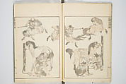 Transmitting the Spirit, Revealing the Form of Things, Volume 1 to 15 of Hokusai Sketchbooks (Denshin kaishu: Hokusai manga, shohen–jugohen) 伝神開手北斎漫画 初編-十五編, Katsushika Hokusai 葛飾北斎 (Japanese, Tokyo (Edo) 1760–1849 Tokyo (Edo)), Set of fifteen woodblock printed books; ink and color on paper, Japan