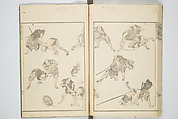 Transmitting the Spirit, Revealing the Form of Things, Volume 1 to 15 of Hokusai Sketchbooks (Denshin kaishu: Hokusai manga, shohen–jugohen) 伝神開手北斎漫画 初編-十五編, Katsushika Hokusai 葛飾北斎 (Japanese, Tokyo (Edo) 1760–1849 Tokyo (Edo)), Set of fifteen woodblock printed books; ink and color on paper, Japan