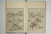 Picture Album Transmitting the Spirit: The Hokusai Drawing Style (Denshin gafu Hokusai gashiki), Katsushika Hokusai 葛飾北斎 (Japanese, Tokyo (Edo) 1760–1849 Tokyo (Edo)), Set of three woodblock printed books; ink on paper, Japan
