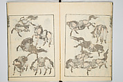 Transmitting the Spirit, Revealing the Form of Things, Volume 6 of Hokusai Sketchbooks (Denshin kaishu: Hokusai manga, gohen), Katsushika Hokusai 葛飾北斎 (Japanese, Tokyo (Edo) 1760–1849 Tokyo (Edo)), Woodblock printed book; ink and color on paper, Japan