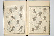 Transmitting the Spirit, Revealing the Form of Things, Volume 6 of Hokusai Sketchbooks (Denshin kaishu: Hokusai manga, gohen), Katsushika Hokusai 葛飾北斎 (Japanese, Tokyo (Edo) 1760–1849 Tokyo (Edo)), Woodblock printed book; ink and color on paper, Japan