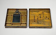 Writing Box (Suzuribako) with “The Lady of the Bridge” Design, Lacquered wood with gold and silver takamaki-e and hiramaki-e, and silver inlay on gold nashiji (“pear-skin”) ground, Japan