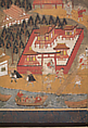 Chōmeiji Temple Pilgrimage Mandala, Hanging scroll remounted as a two-panel folding screen; ink, color, gofun (ground shell pigment), and gold on paper, Japan