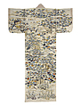 Summer Robe (Katabira) with Seasonal Landscapes and Scenes from The Tale of Genji, Plain-weave ramie with paste resist-dyeing, silk-thread embroidery, and gold-thread couching, Japan