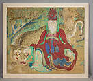 Mountain god with tiger, Unidentified artist  , Korean, Framed painting; ink and color on silk, Korea