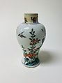 Vase with birds and flowers, Porcelain painted in overglaze polychrome enamels (Jingdezhen ware), wooden lid, China