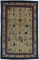 Rug with the "Hundred Antiques", Wool senna knot on a cotton foundation, China