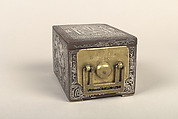 Tobacco box, Iron inlaid with silver; brass fittings, Korea