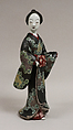 Figure of Girl, Porcelain decorated in colored enamels (Hizen ware, Kutani type), Japan