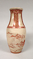 Vase, Pottery with design in red and gold (Satsuma ware), Japan