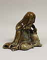 Fukurokujin, Pottery covered with lustrous glaze passing from light green to brown (Takatori ware), Japan