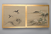 Thirty paintings of birds, flowers and landscape, Album; silk, Japan