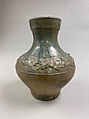 Wine container (hu) with mythical creatures, Earthenware with lead green glaze, China