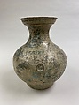 Wine container (hu), Earthenware with lead green glaze, China