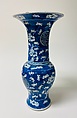 Vase with plum blossoms (one of a pair), Porcelain painted in underglaze cobalt blue (Jingdezhen ware), China