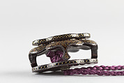 Case (Inrō) with Design of Pine and Cherry Tree (obverse); Rooster and Hen on a Drum (reverse), Black lacquer inlaid with gold foil and mother-of-pearl, Japan