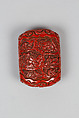 Case (Inrō) with Design of Zodiac Animals beside Chinese Sages and Scrolls, Lacquer, tsuishu, yellow, brown layers, carved; Interior: roiro, Japan