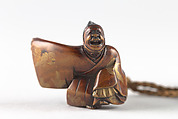 Netsuke of Sambaso Dancer with Bells and Fan, Lacquered wood, Japan