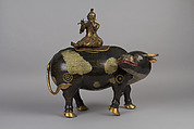 Herdboy with Water Buffalo, Cloisonné, gilded bronze, China