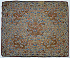 Throne cover with dragons, Silk lampas brocaded with gold thread, China