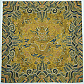 Furniture cover with dragons, Silk satin with supplementary weft pattern, China