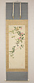 Roses and Field Sparrow (?), Attributed to Hasegawa Gyokuhō (Japanese, 1822–1879), Hanging scroll; ink and color on silk, Japan