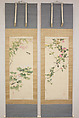 Roses and Field Sparrow (?), Attributed to Hasegawa Gyokuhō (Japanese, 1822–1879), Hanging scroll; ink and color on silk, Japan